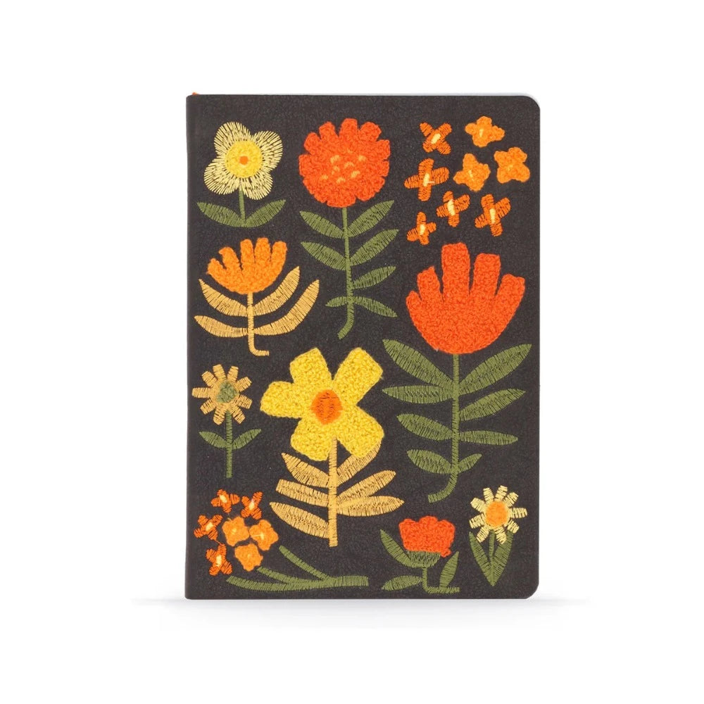 Chunky Flowers Embroidered Hardcover Notebook