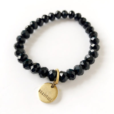 crystal bracelet with gratitude charm on barquegifts.com
