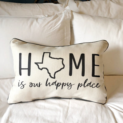 home is our happy place texas pillow on barquegifts.com