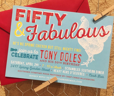 No Spring Chicken Custom Invitation