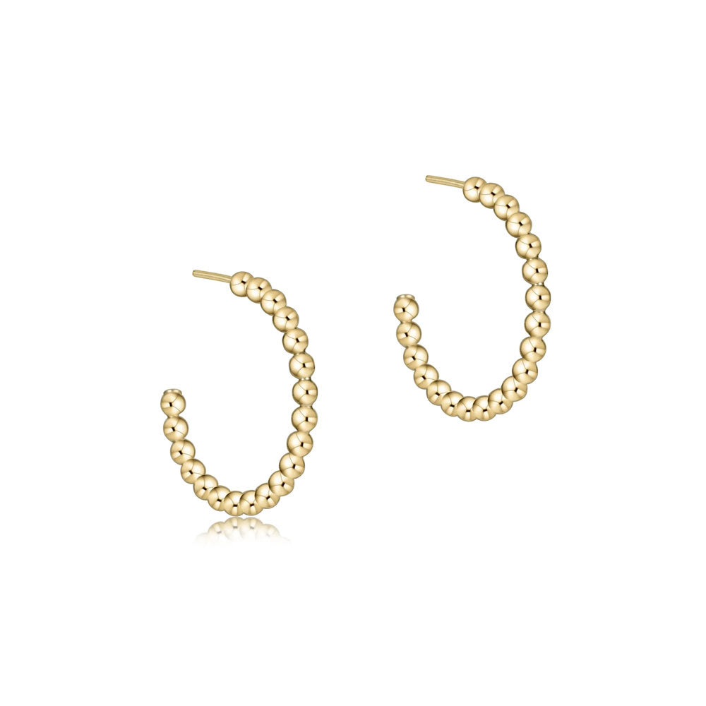 Beaded Classic 1" Post Hoop 2mm Gold