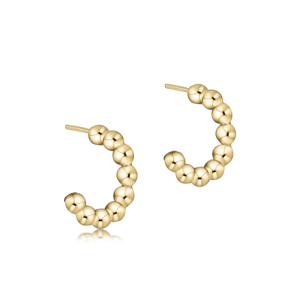 Beaded Classic 1" Post Hoop 4mm Gold