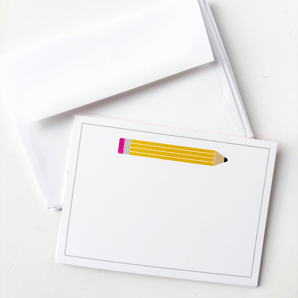 Pencil Stationery A6 Flat Card Set