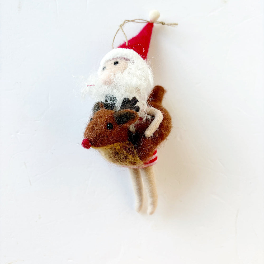 Felt Beach Santa Ornament