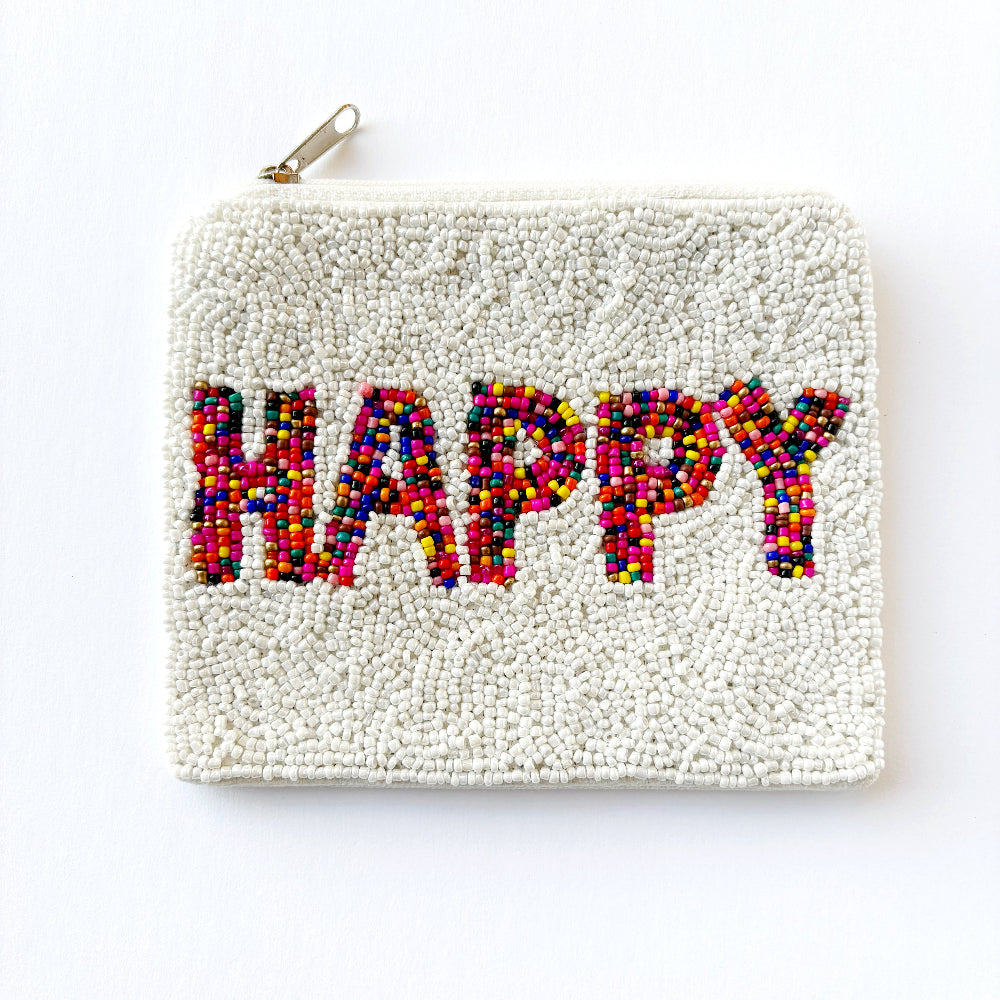 HAPPY Beaded Coin Bag