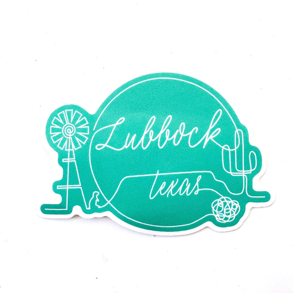 Lubbock Outline Waterproof Sticker
