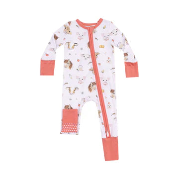 Farm Animal Friends Two Way Zippered Romper