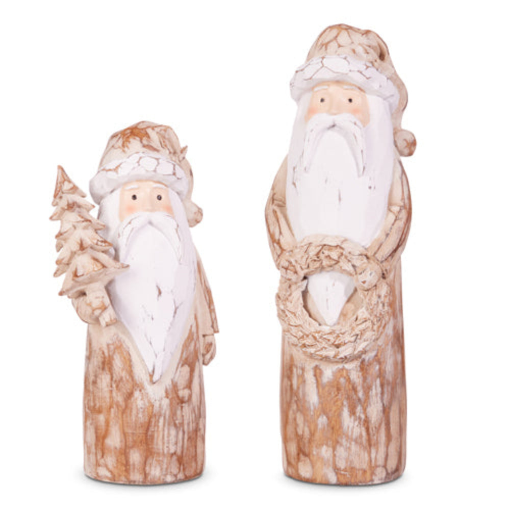10" Carved Natural Santas