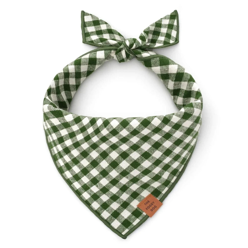 Gingham Hunter Green Dog Bandana*