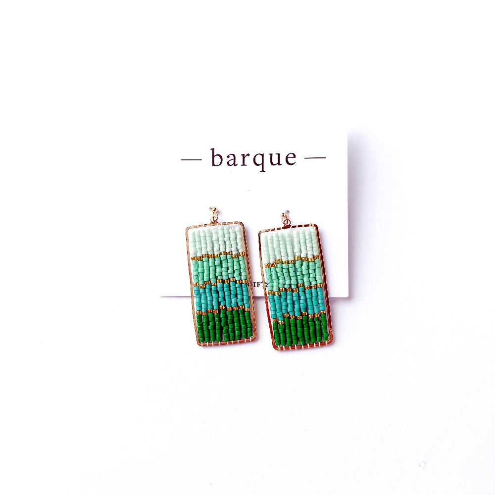 Beaded Rectangle Drop Earrings