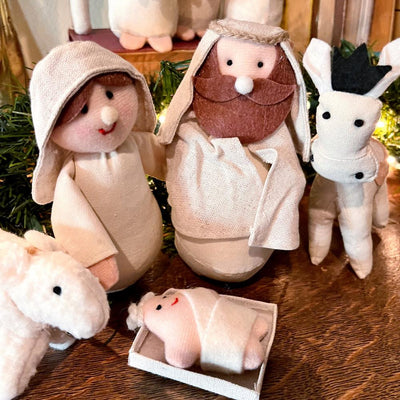 7" Neutral Felt Nativity Set