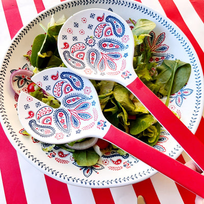 American Holiday Salad Bowl with Servers