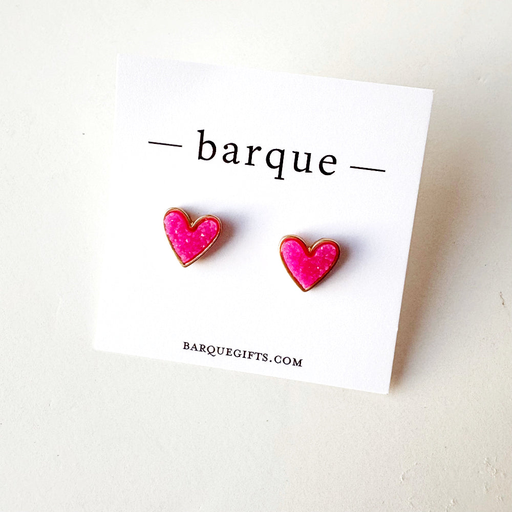 Sugared Pink Heart Earrings