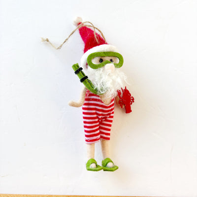 Felt Beach Santa Ornament