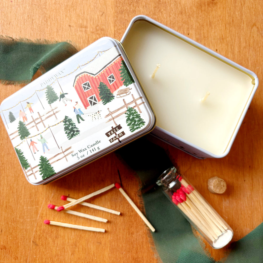 Tabac & Pine Candle Tin w/Mini Matches
