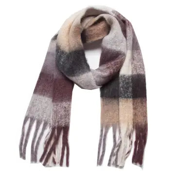 Coffee Brown Chunky Plaid Scarf