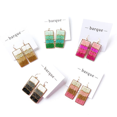 Beaded Rectangle Drop Earrings