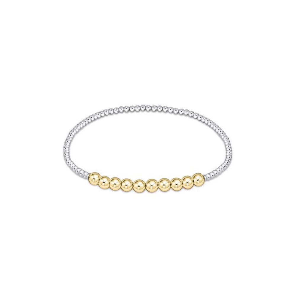 Classic Beaded Bliss Pattern 2mm + 4mm Bead Bracelet - Mixed Metals