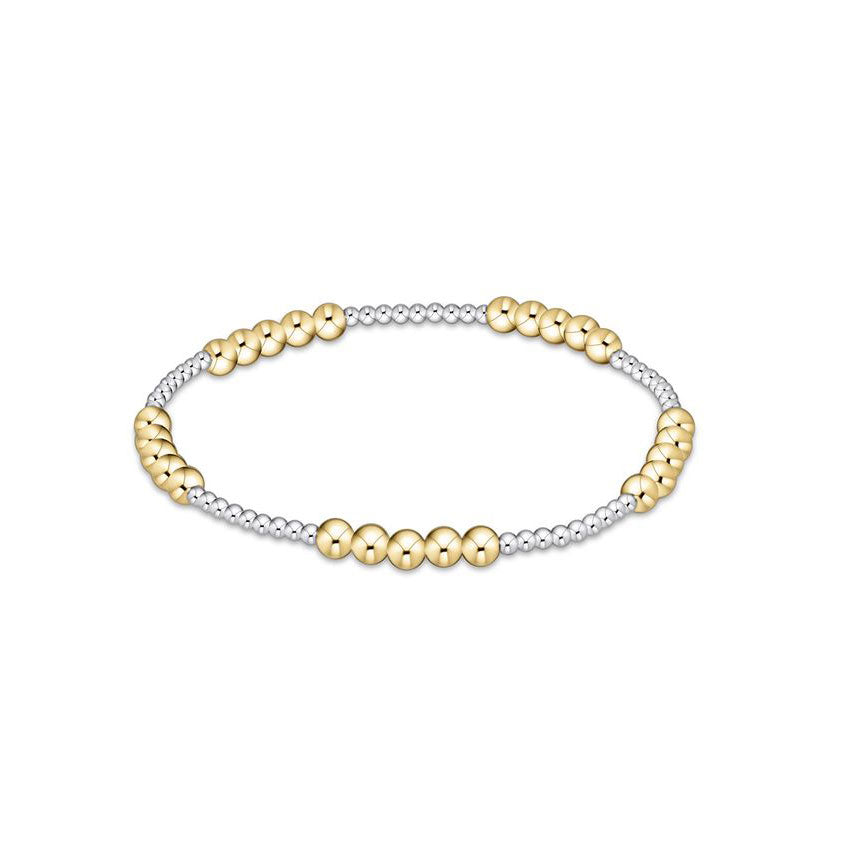 Classic Blissful Pattern 2mm + 4mm Bead Bracelet - Mixed Metals