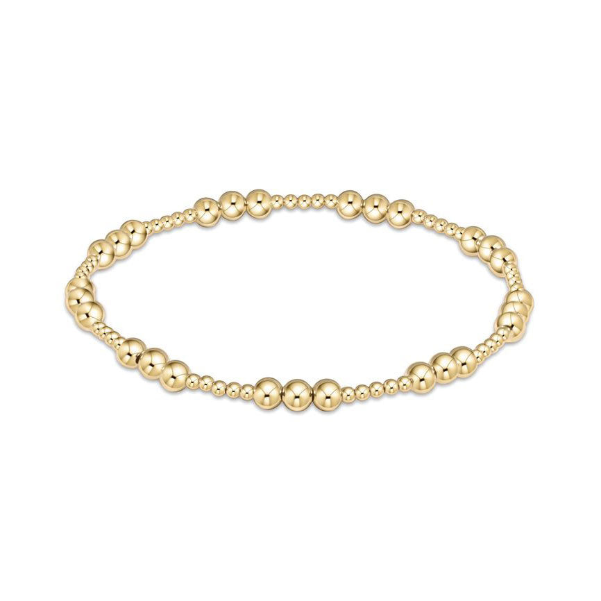 Classic Joy Pattern 4mm Bead Bracelet - Gold