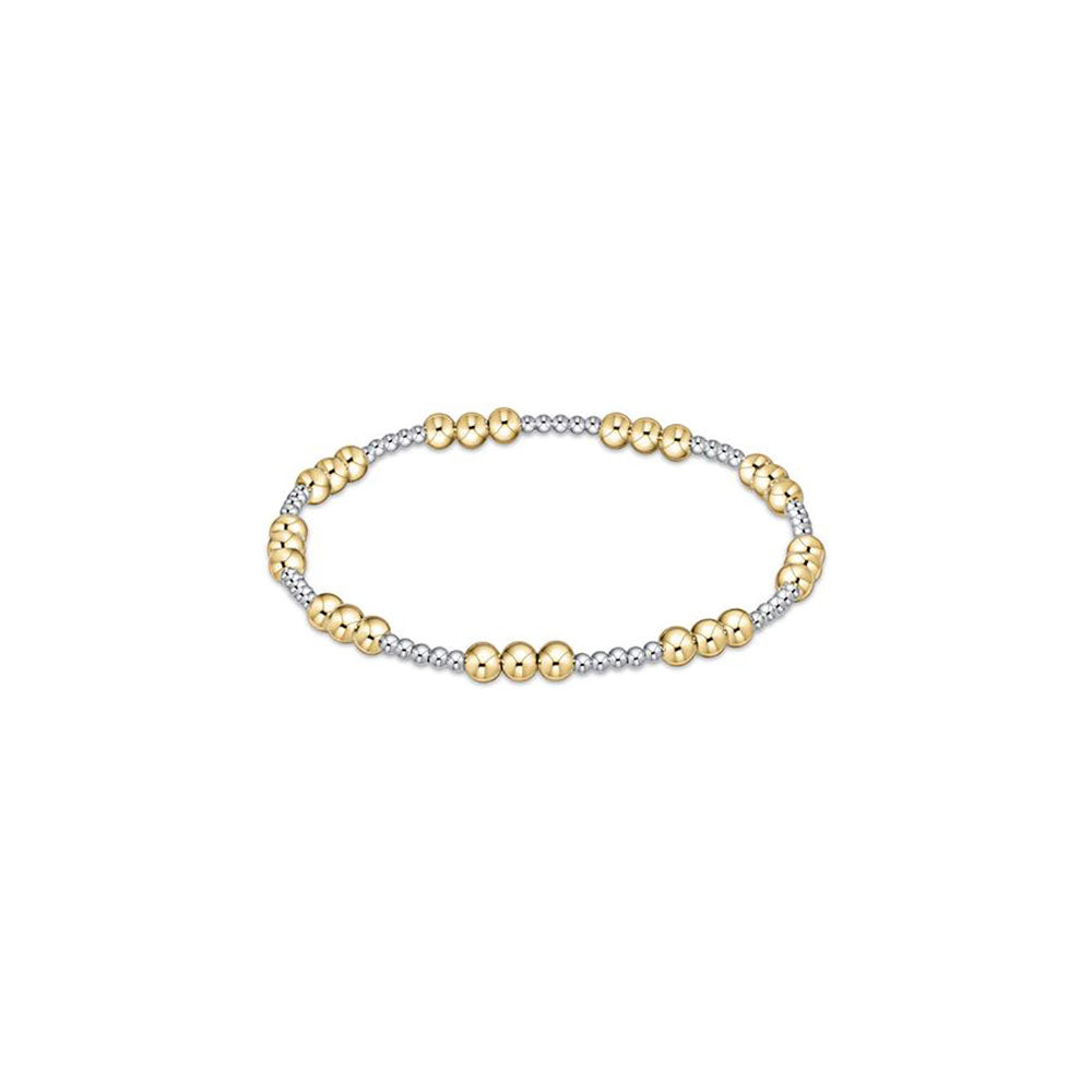 Classic Joy Pattern 4mm Bead Bracelet - Mixed Metal