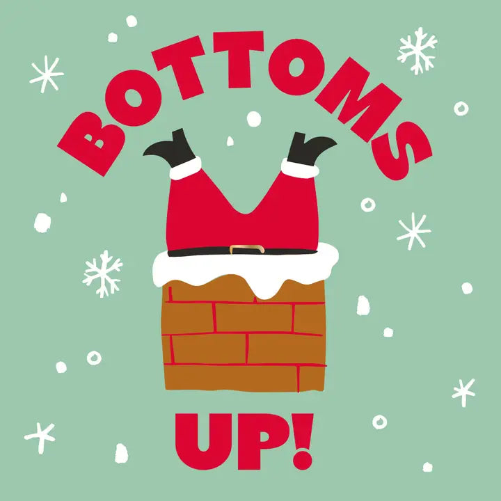 Bottoms Up! Funny Christmas Cocktail Napkins