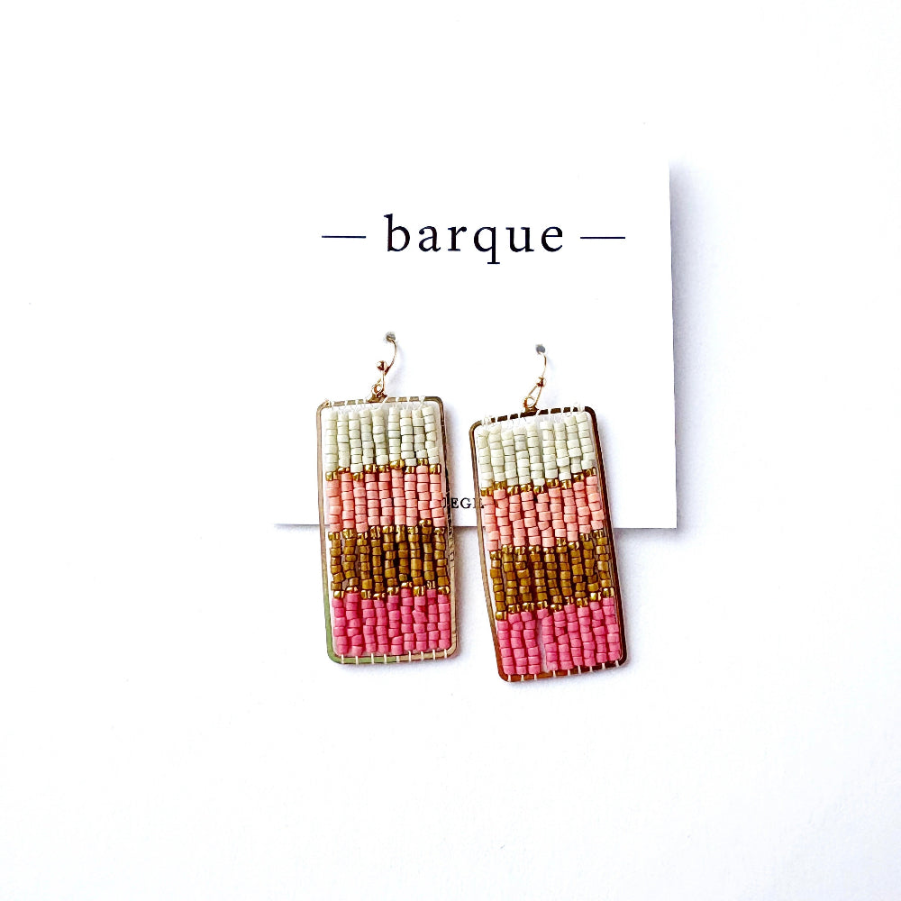 Beaded Rectangle Drop Earrings