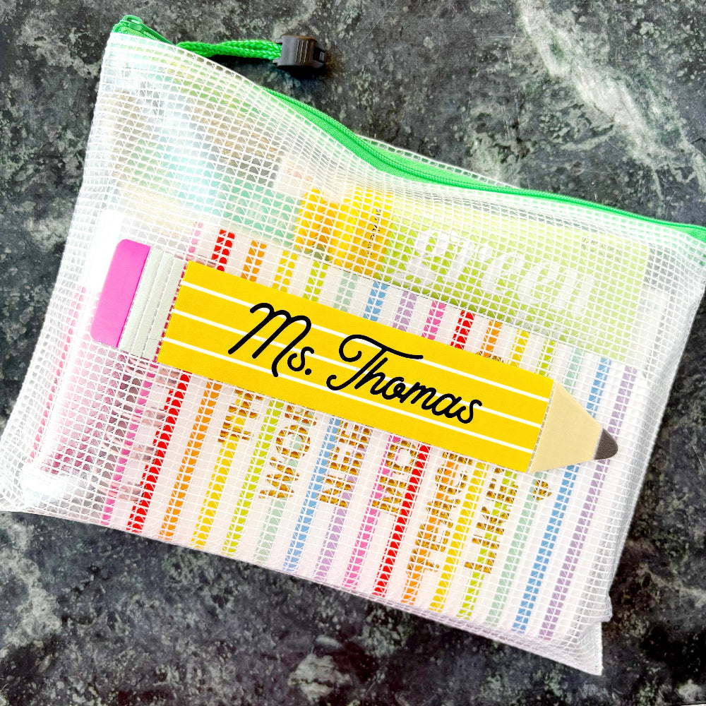 Personalized Teacher Mesh Pouch Luxe Gift Set