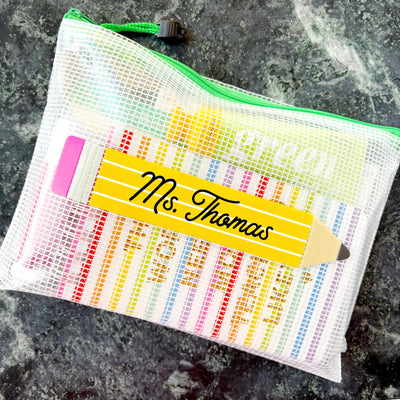 Personalized Teacher Mesh Pouch Luxe Gift Set