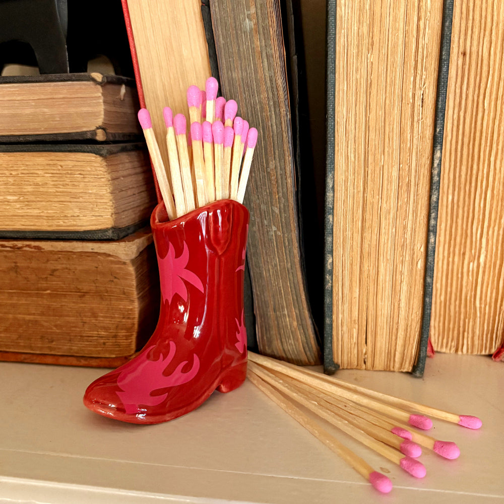 Ceramic Cowboy Boot w/ Matches