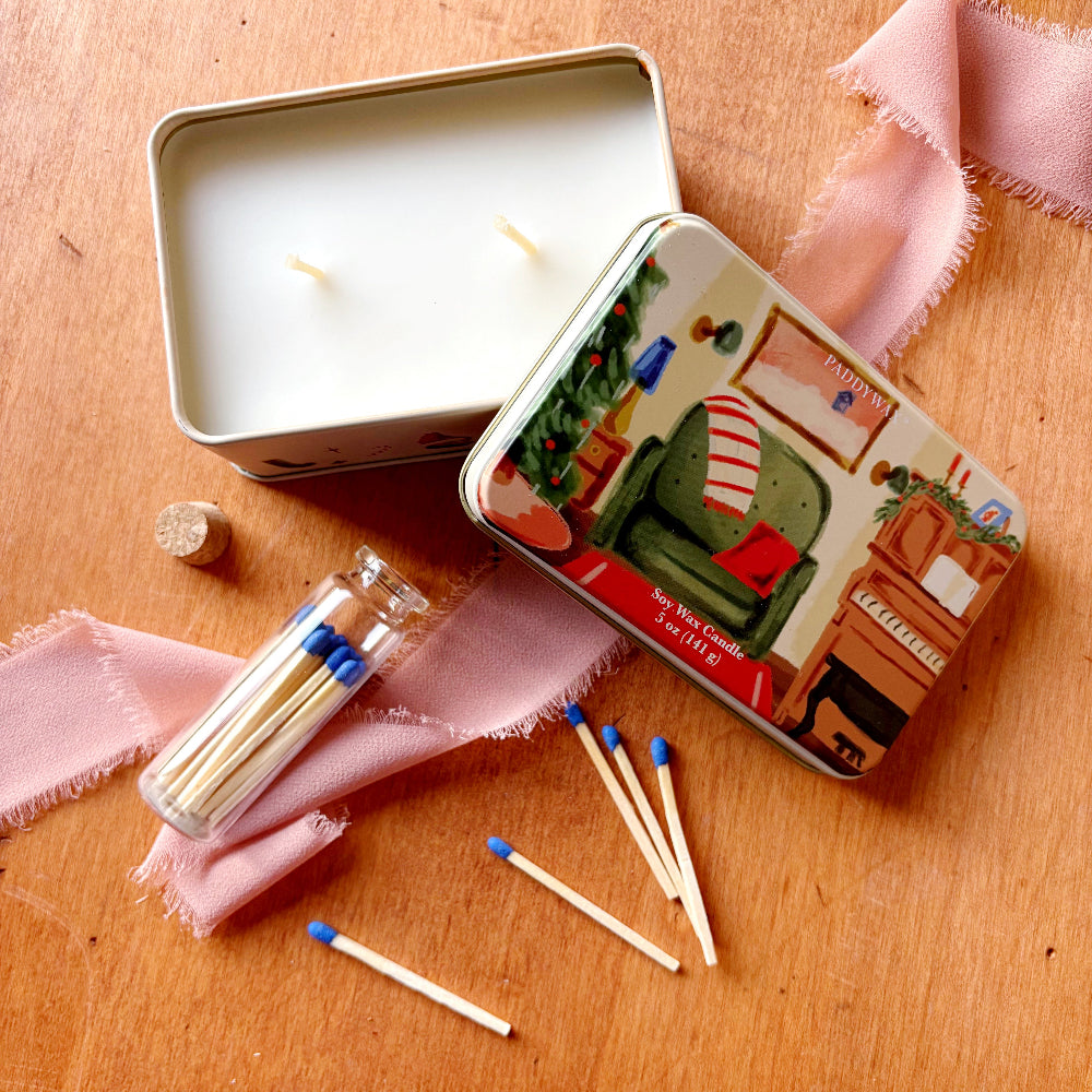 Pomegranate & Spruce Candle Tin w/Mini Matches