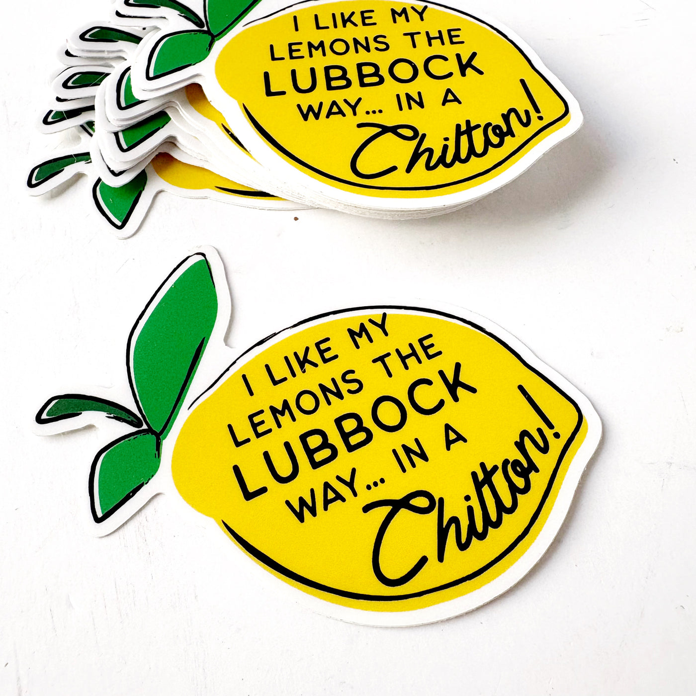 I Like My Lemons the Lubbock Way Waterproof Sticker