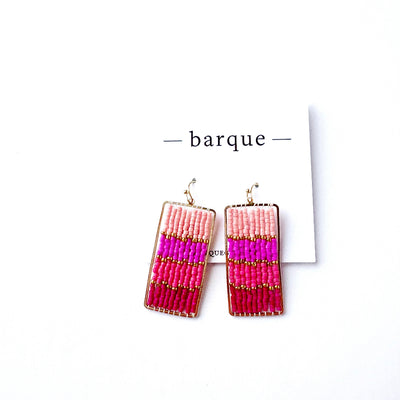 Beaded Rectangle Drop Earrings