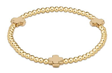 egirl Signature Cross Gold Pattern 3mm Bead Bracelet