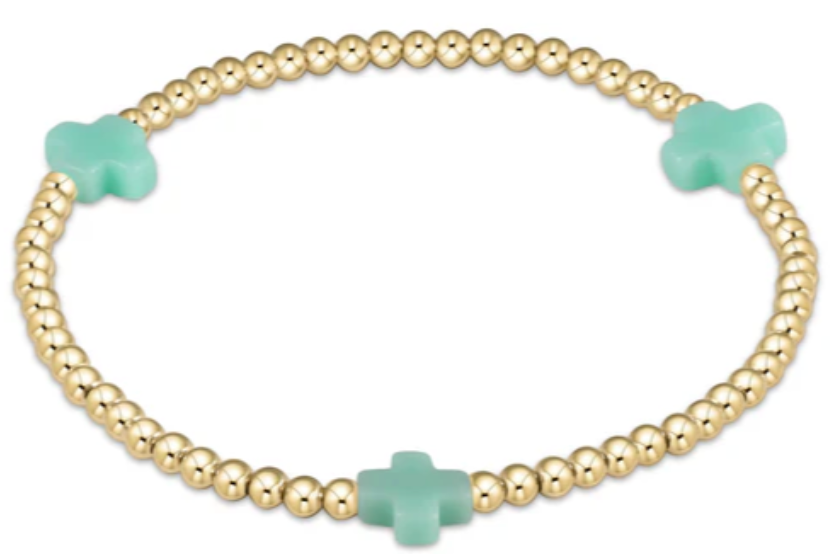 egirl Signature Cross Gold Pattern 3mm Bead Bracelet