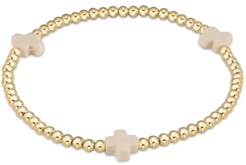 egirl Signature Cross Gold Pattern 3mm Bead Bracelet