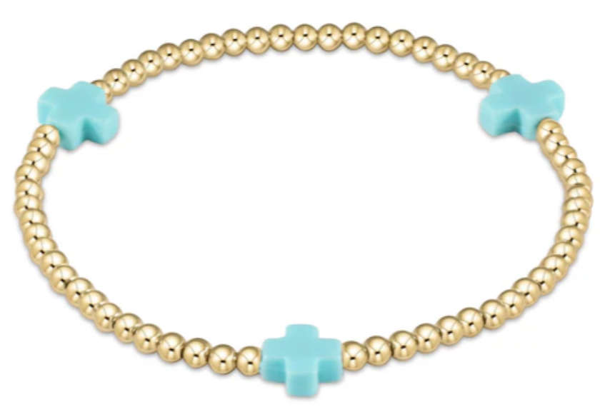 egirl Signature Cross Gold Pattern 3mm Bead Bracelet