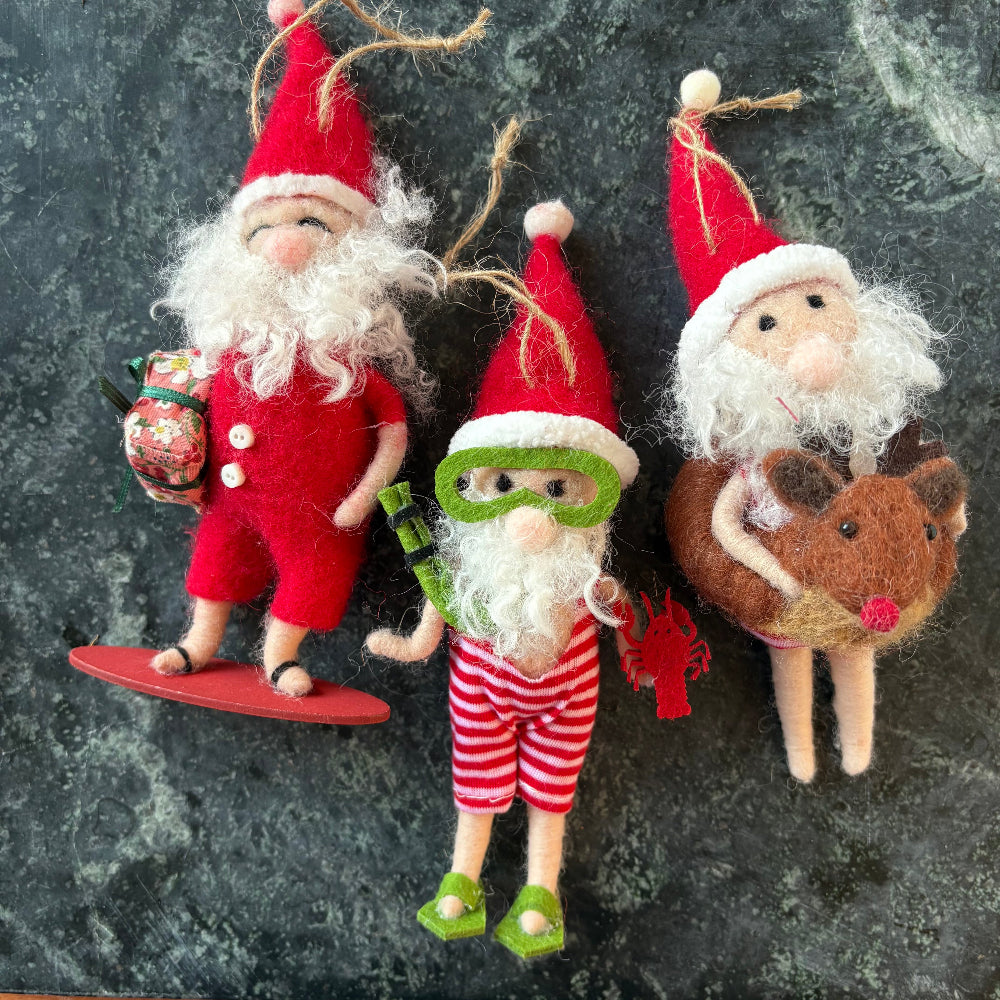 Felt Beach Santa Ornament