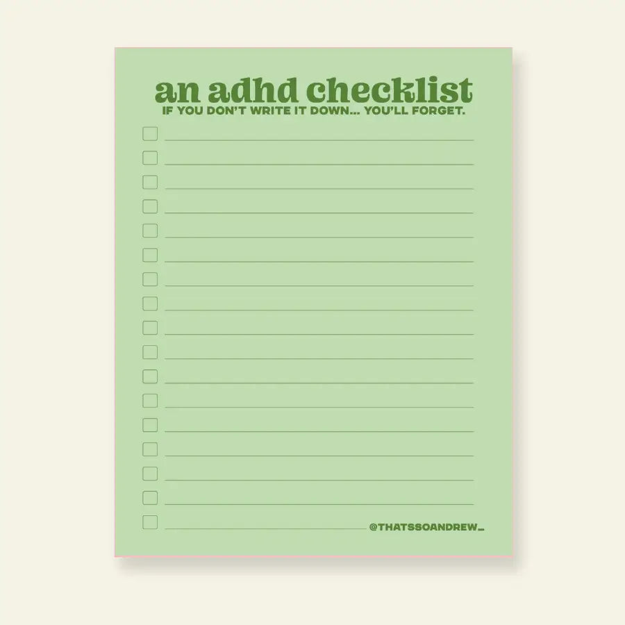 An ADHD Checklist - Notepad