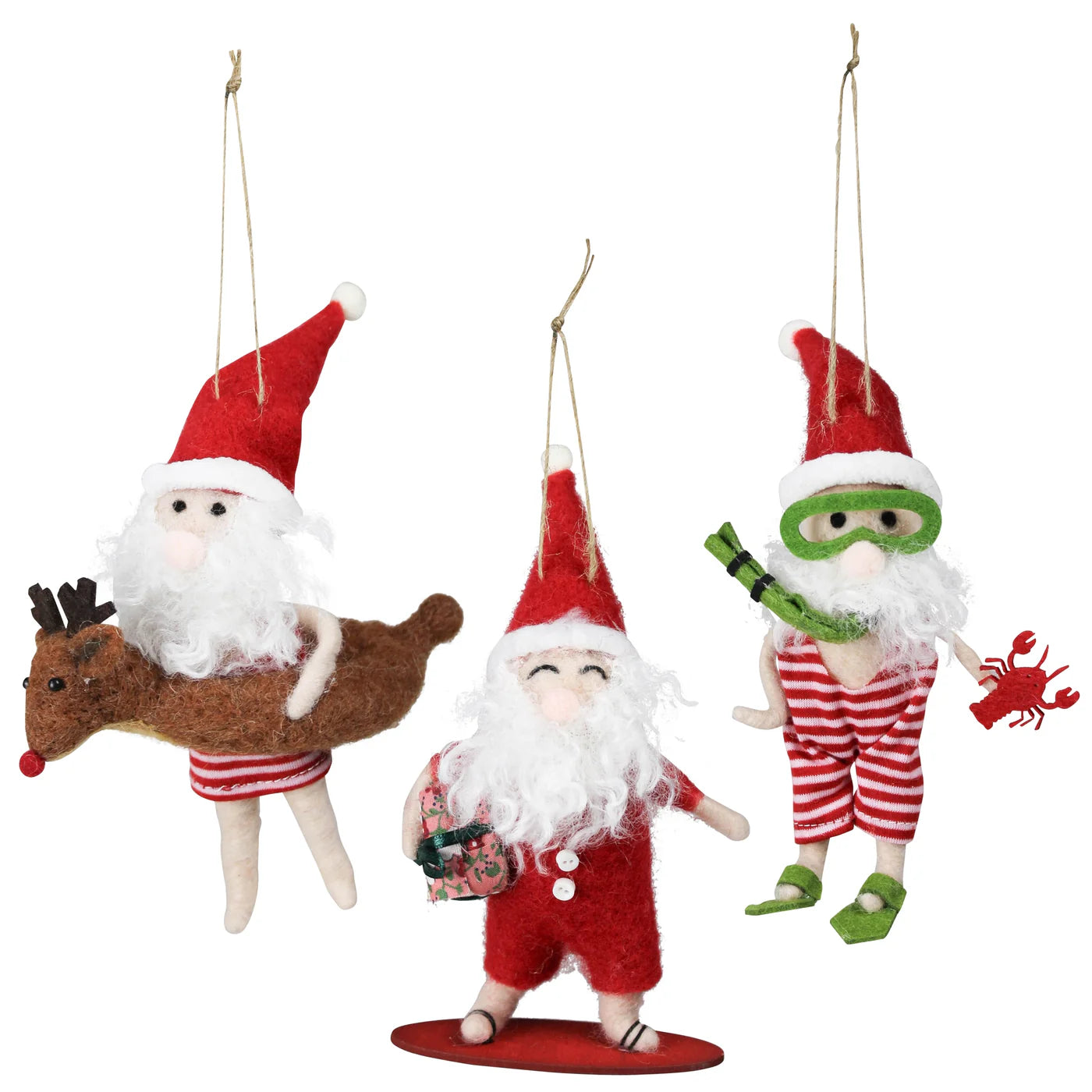 Felt Beach Santa Ornament