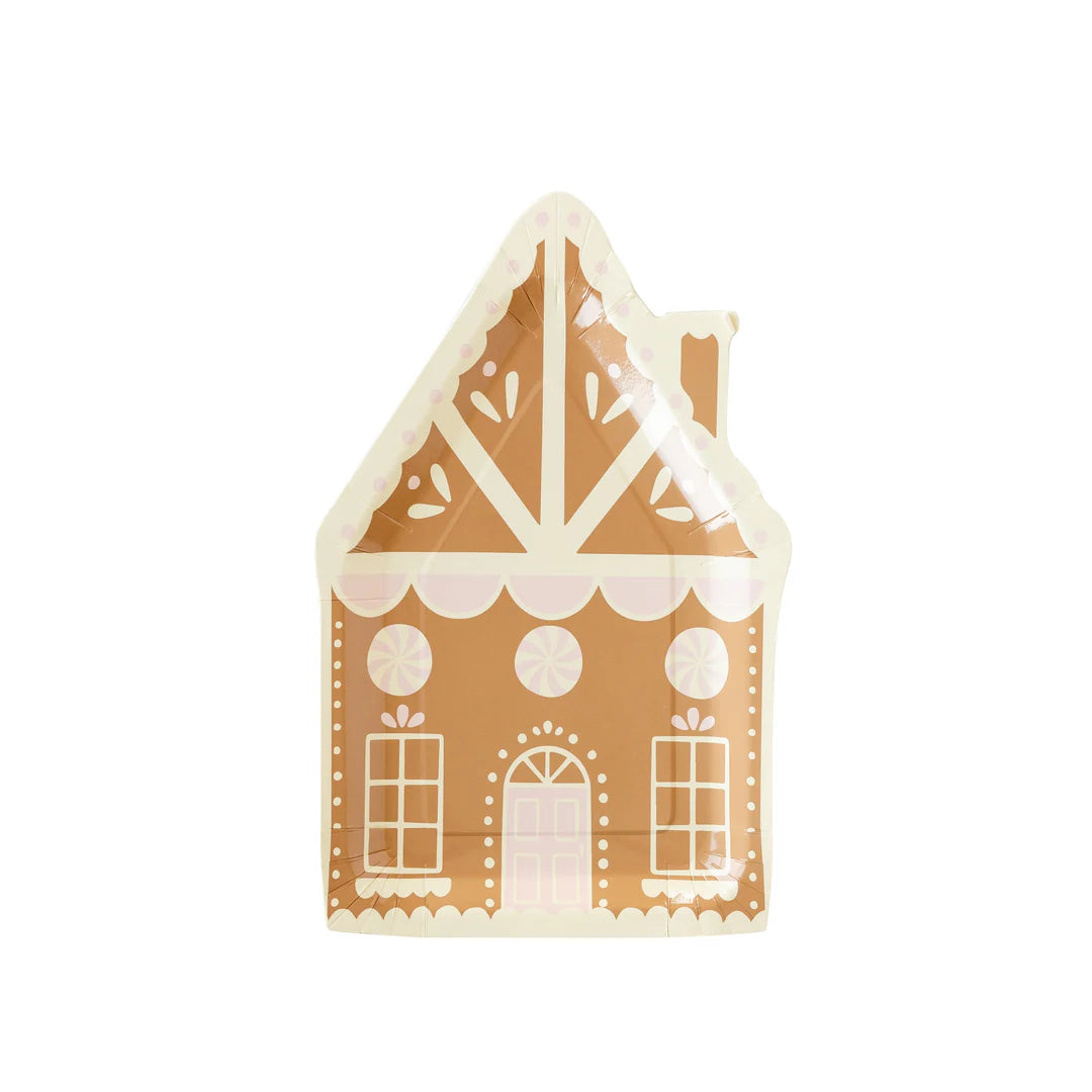 Gingerbread House Shaped Paper Plate