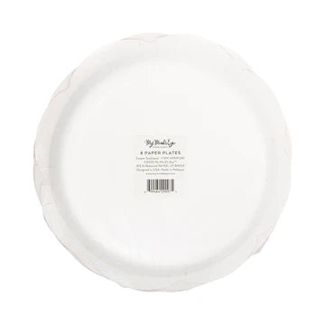 Cream Scalloped Red Lines Plate