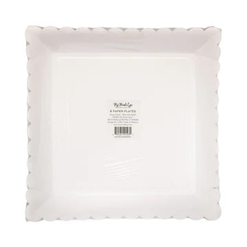 Green Christmas Plaid Square Scalloped Plate