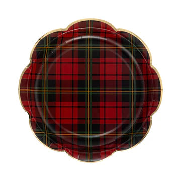 Red Christmas Round Scalloped Plate