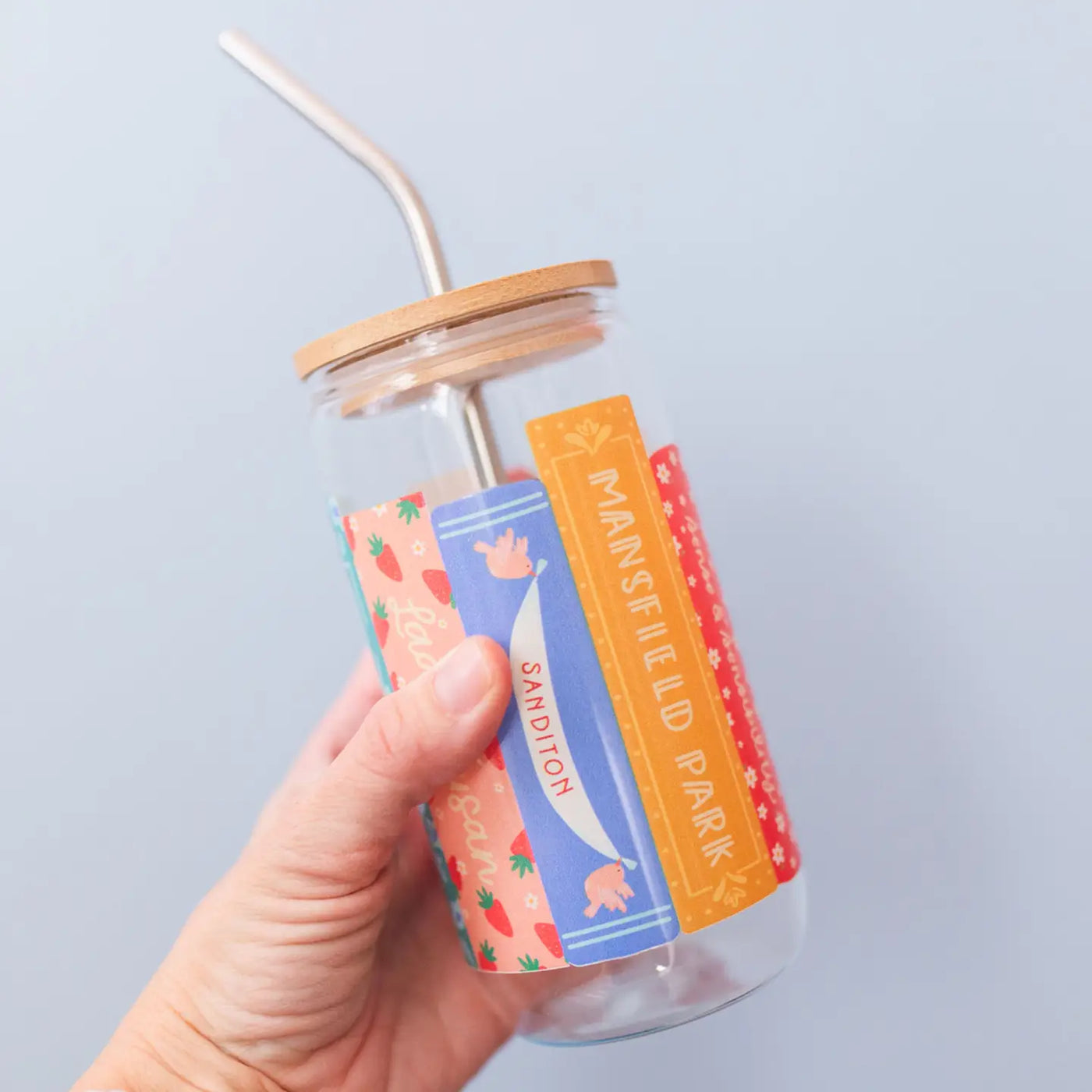 Jane Austen Book Stack Glass Can