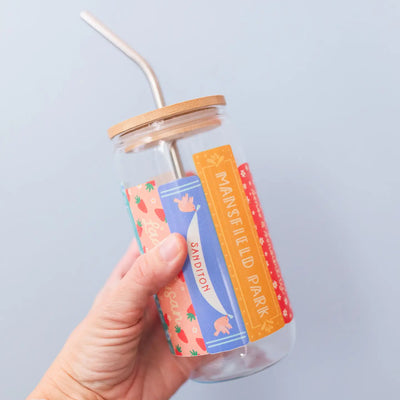 Jane Austen Book Stack Glass Can