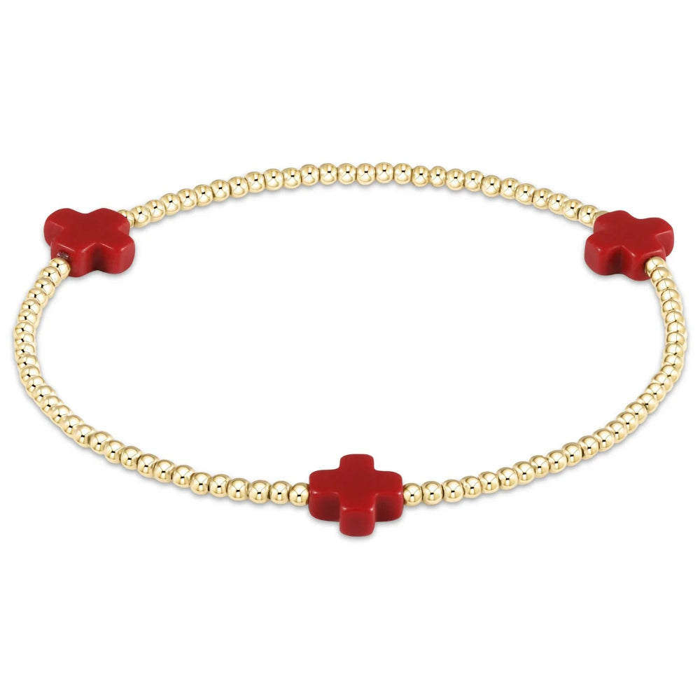 Signature Cross Gold Pattern 2mm Bead Bracelets