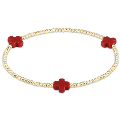 Signature Cross Gold Pattern 2mm Bead Bracelets
