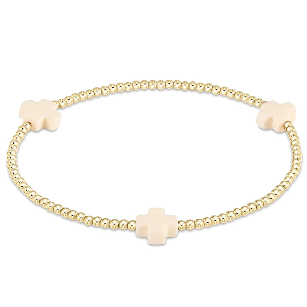 Signature Cross Gold Pattern 2mm Bead Bracelets