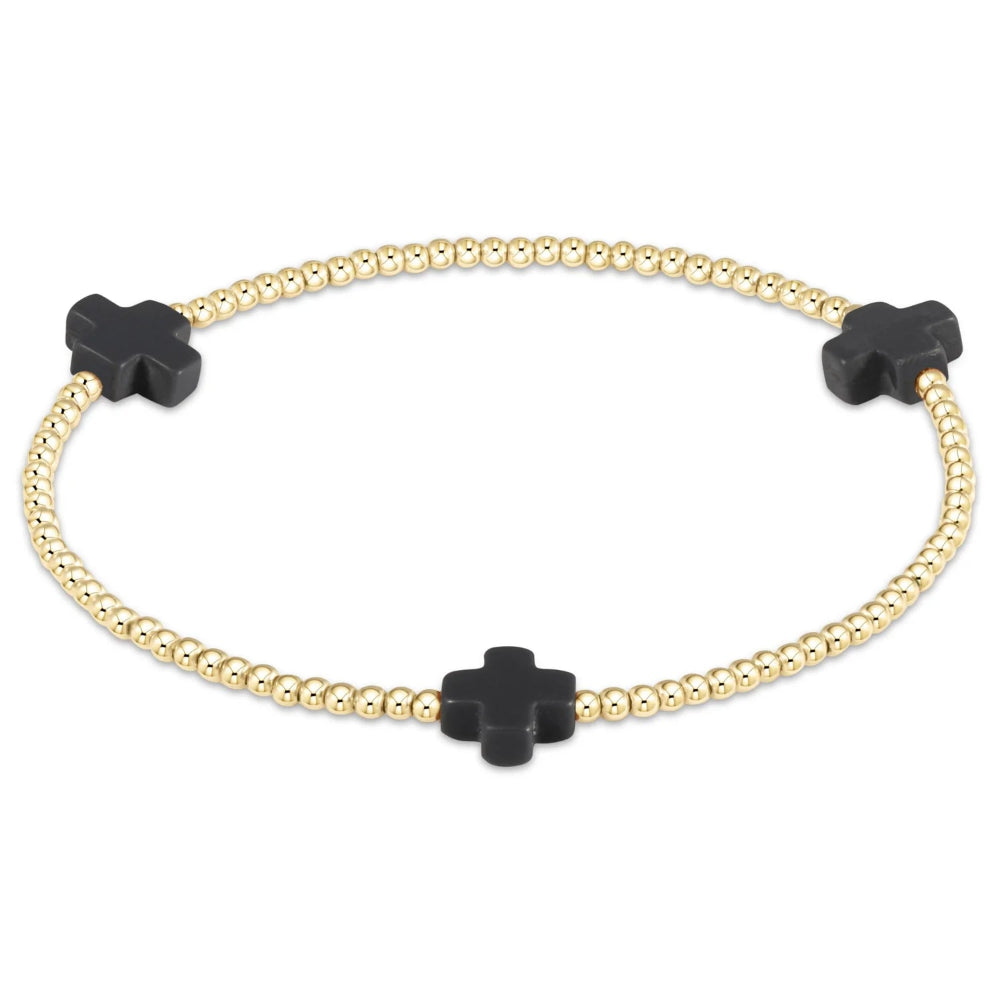 Signature Cross Gold Pattern 2mm Bead Bracelets
